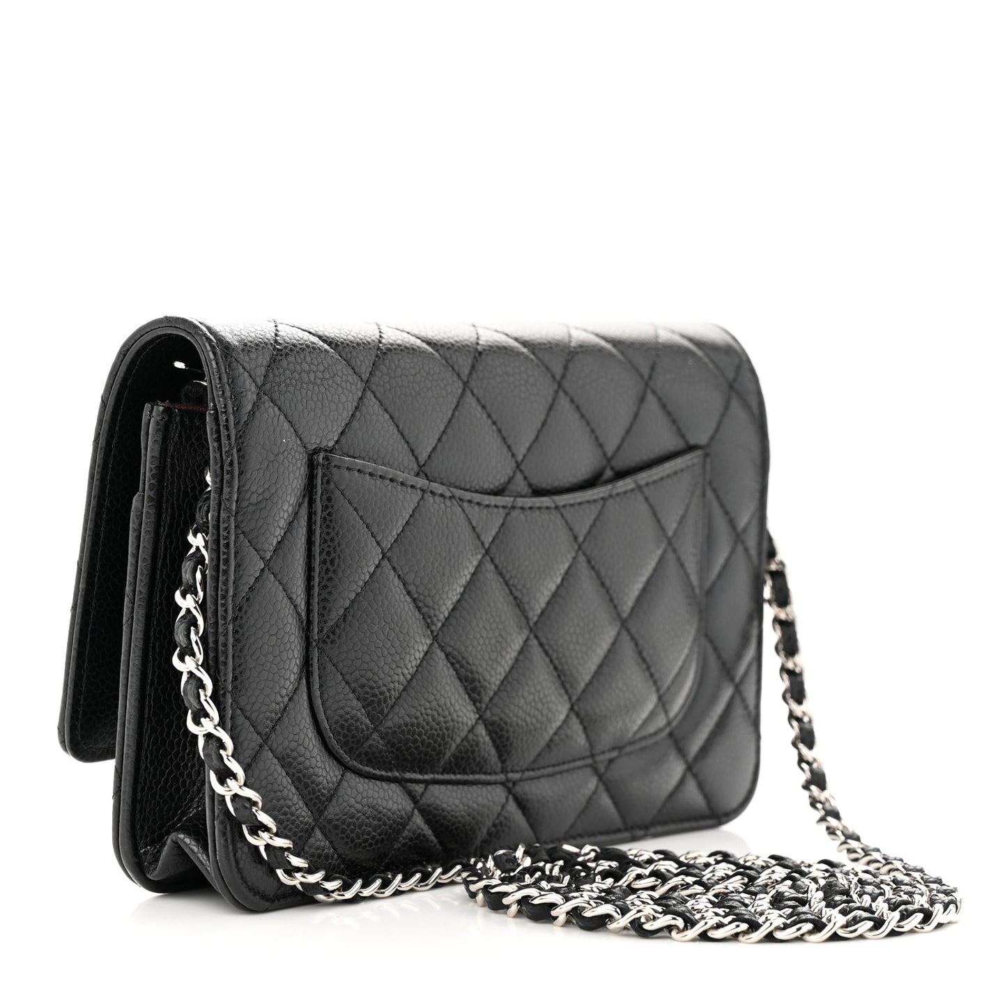 Caviar Quilted Wallet on Chain WOC Black