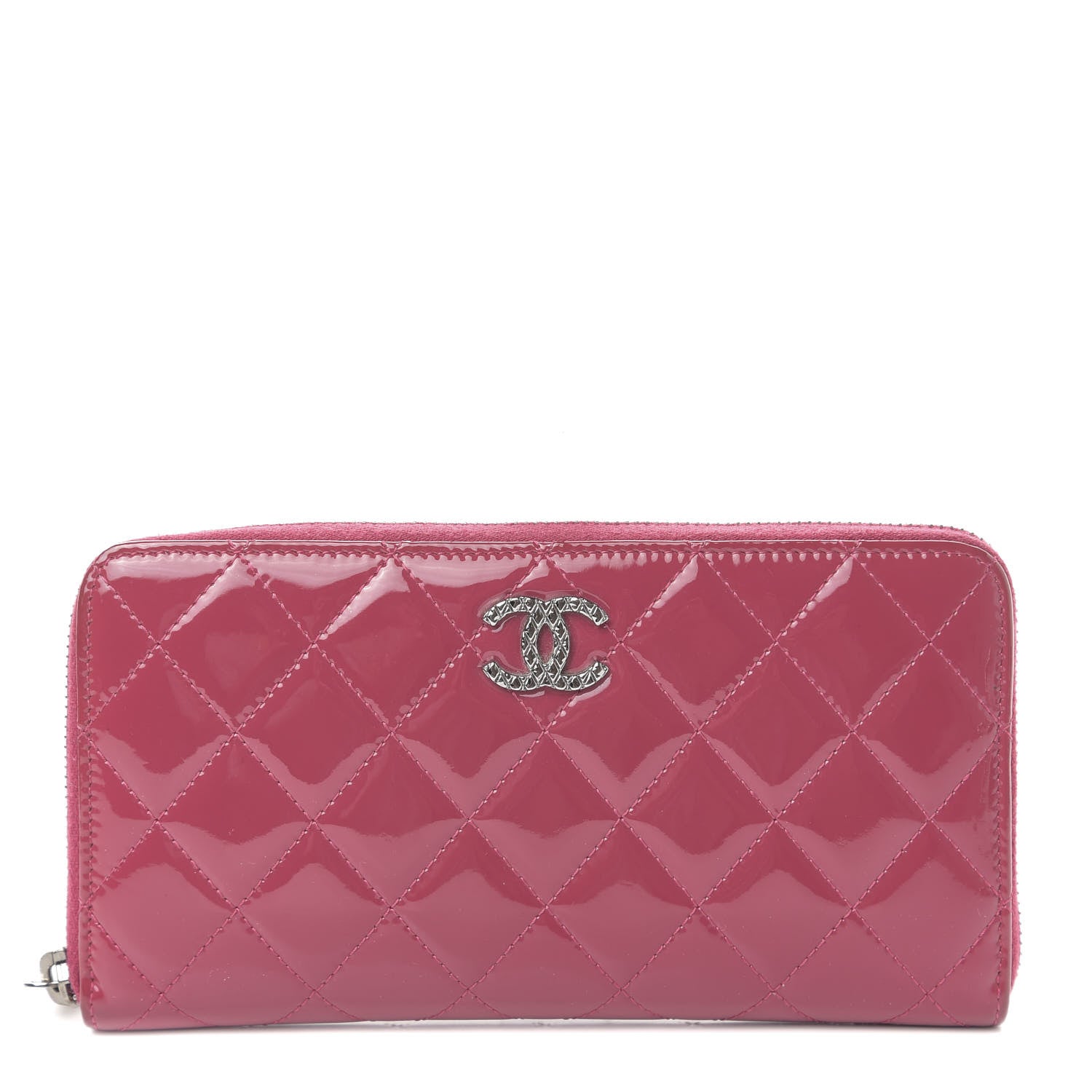Chanel Patent Quilted Brilliant Zip Around Wallet Pink 1 of 9