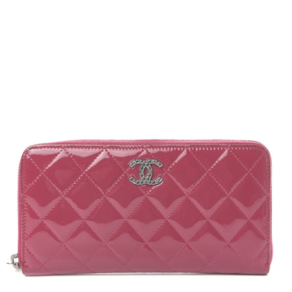 Chanel Patent Quilted Brilliant Zip Around Wallet Pink 1 of 9