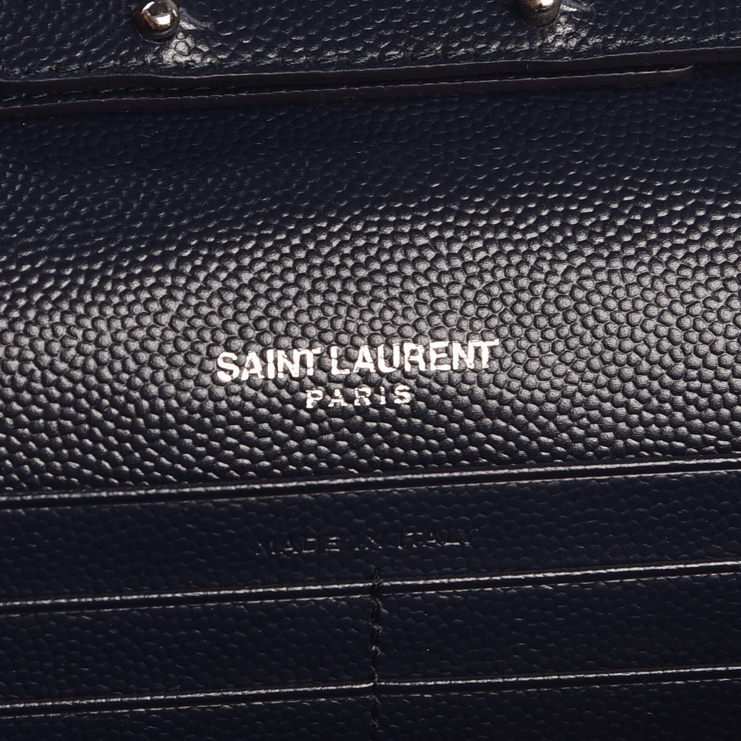 Grain De Poudre Matelasse Chevron Monogram Chain Wallet Navy