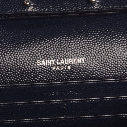 Saint Laurent Grain De Poudre Matelasse Chevron Monogram Chain Wallet Navy 6 of 6
