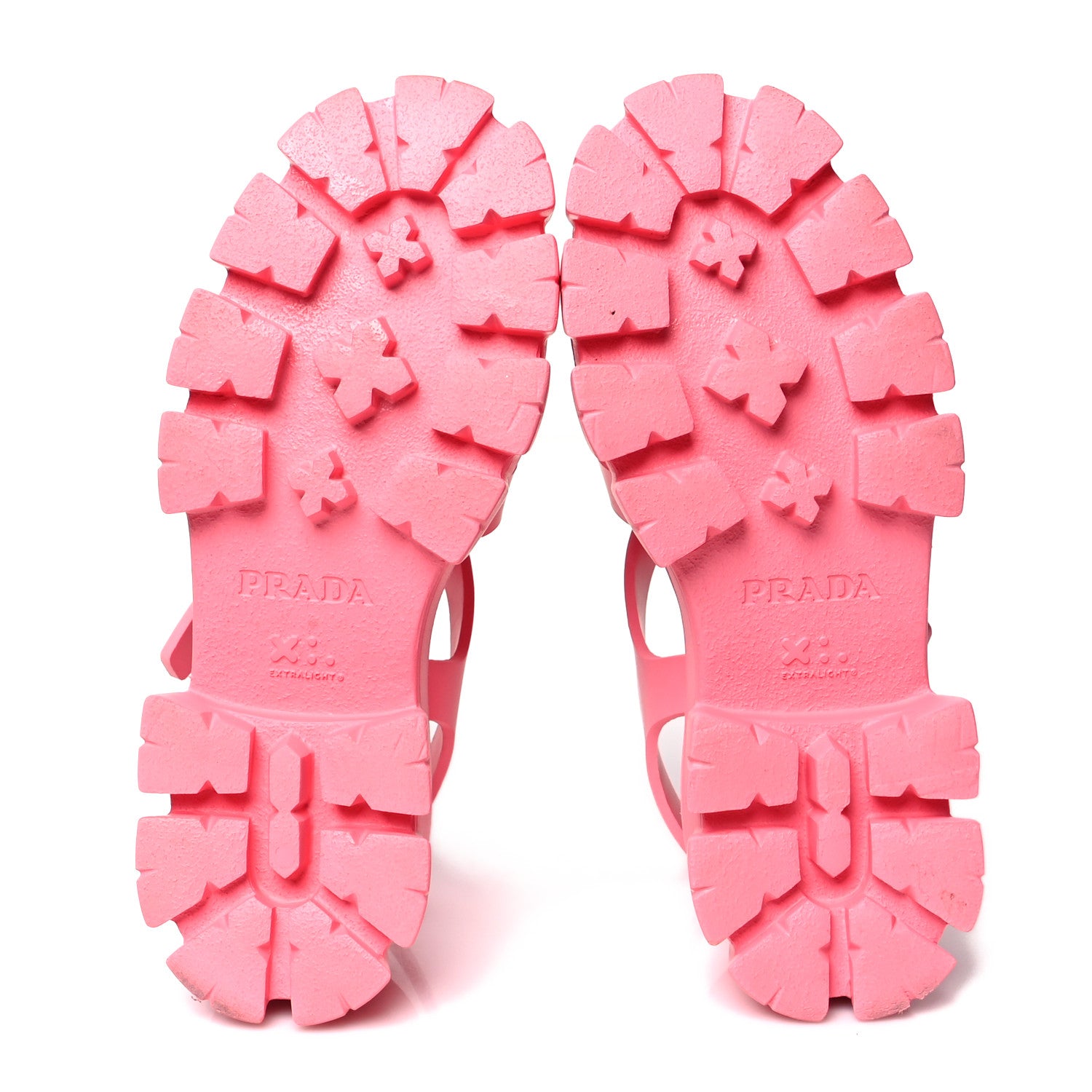 Prada Foam Rubber Metal Triangle Logo Monolith 55mm Cage Sandals 39 Begonia 6 of 8