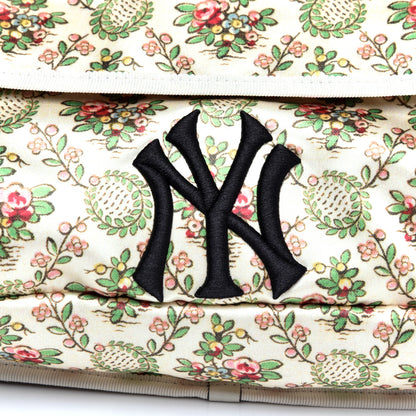 Gucci X MLB Satin Floral Print NY Yankees Patch Convertible Belt Bag Ivory Green 11 of 11