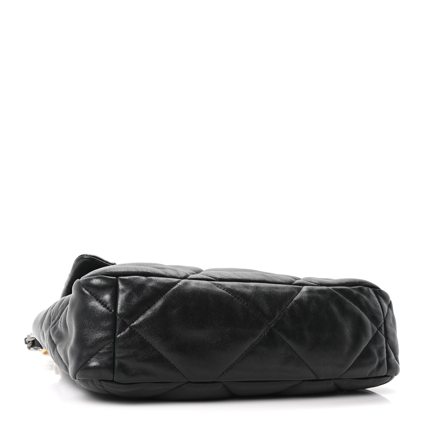 Lambskin Quilted Large Chanel 19 Flap Black Black