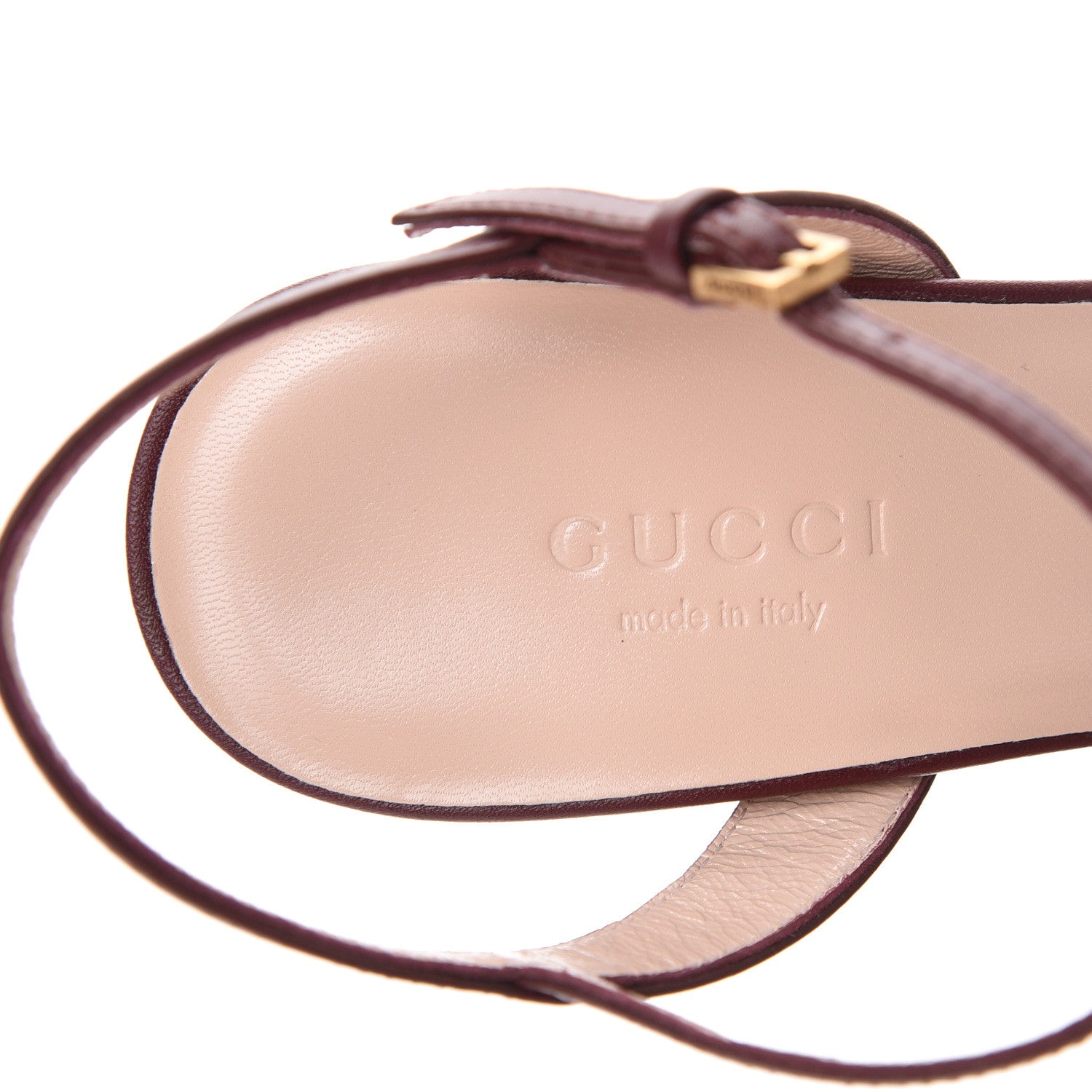 Gucci Lifford Calfskin GG Marmont Ankle Wrap 105mm Sandals 36 Vintage Bordeaux 6 of 8