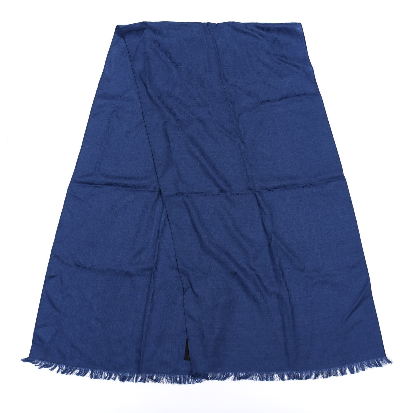 Wool Silk Jacquard Monogram Scarf Blue