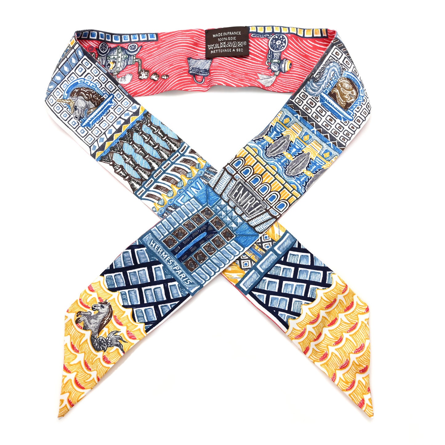 Silk Super Silk Quest Twilly Bleu Beige Dore Brun