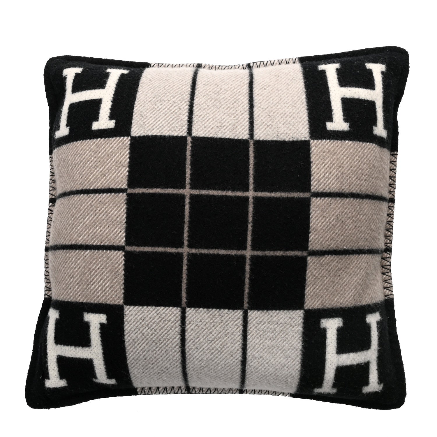 Hermes Wool Cashmere Avalon III Pillow PM Ecru Black 2 of 3