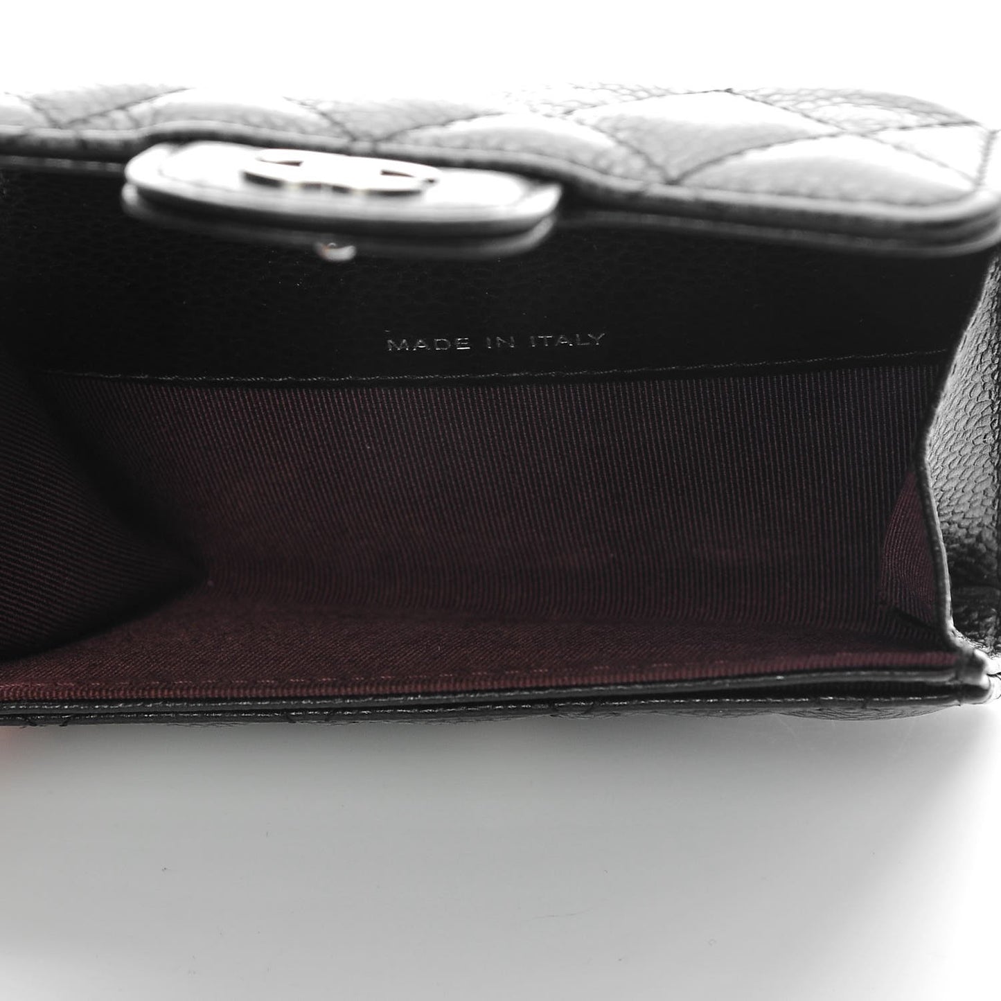 Caviar Quilted Flap Card Holder Black