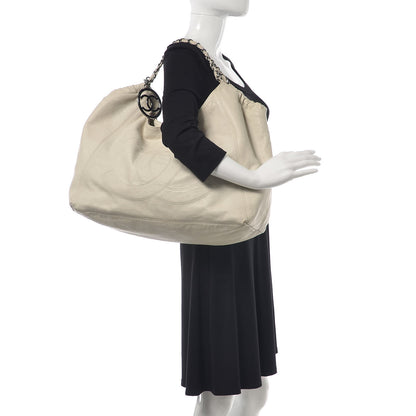 Chanel Distressed Caviar XL Coco Cabas White 2 of 16