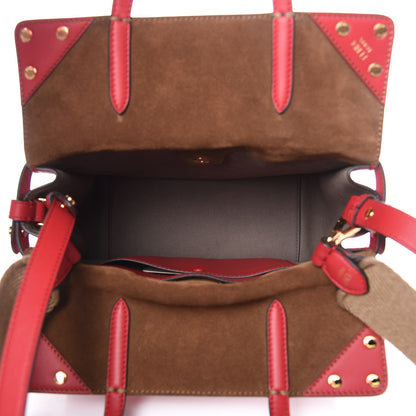 Fendi Vitello Grace Suede Small Flip Tote Fragola Marrone 8 of 12