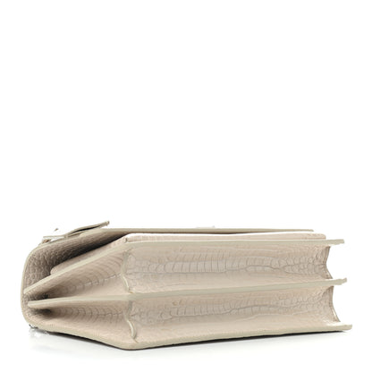 Saint Laurent Calfskin Crocodile Embossed Medium Monogram Sunset Blanc Vintage 3 of 13