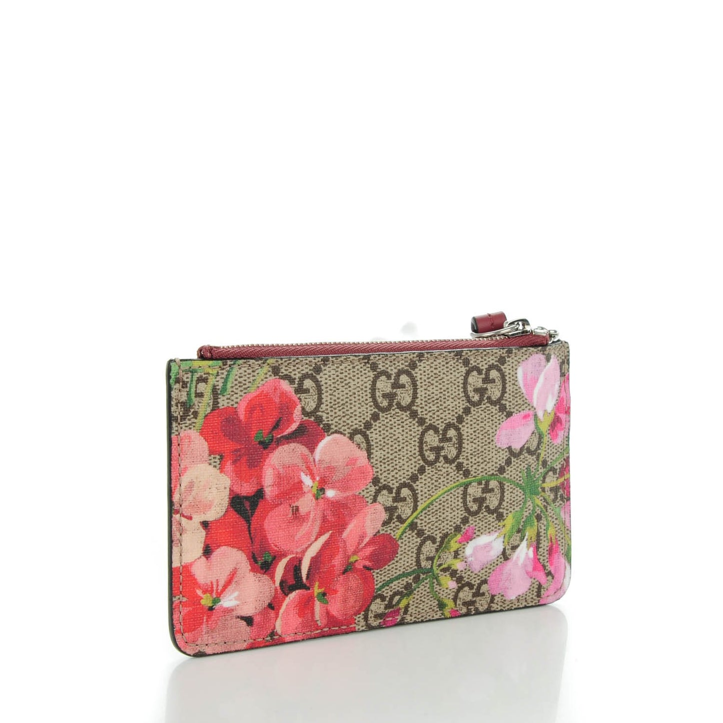 GG Supreme Monogram Blooms Key Ring Coin Case Beige Multicolor Dry Rose