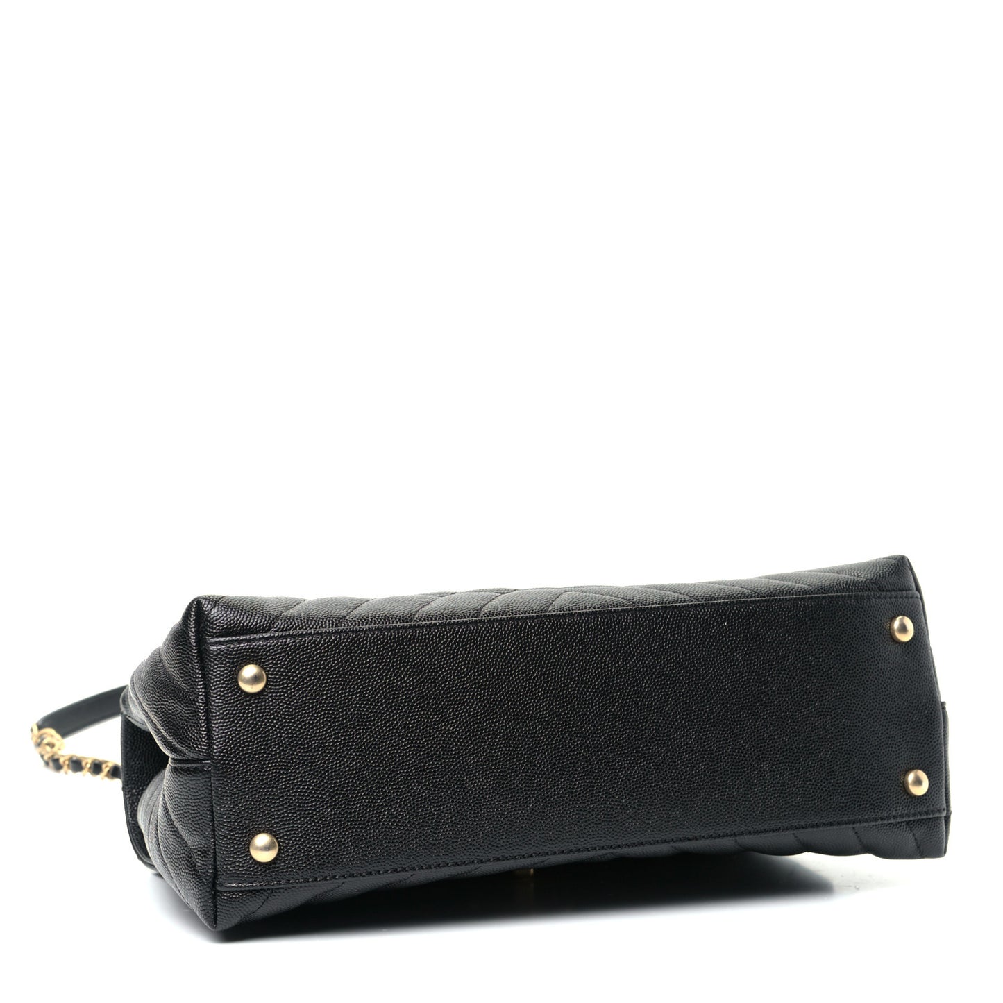 Caviar Chevron Quilted Small Coco Handle Flap Black