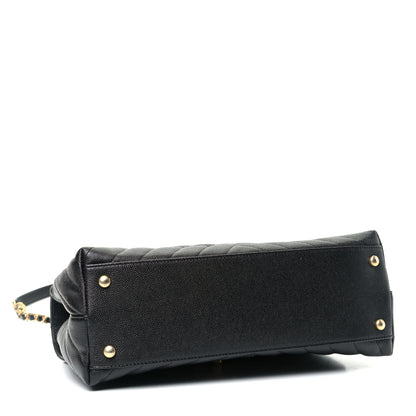 Chanel Caviar Chevron Quilted Small Coco Handle Flap Black 3 of 5