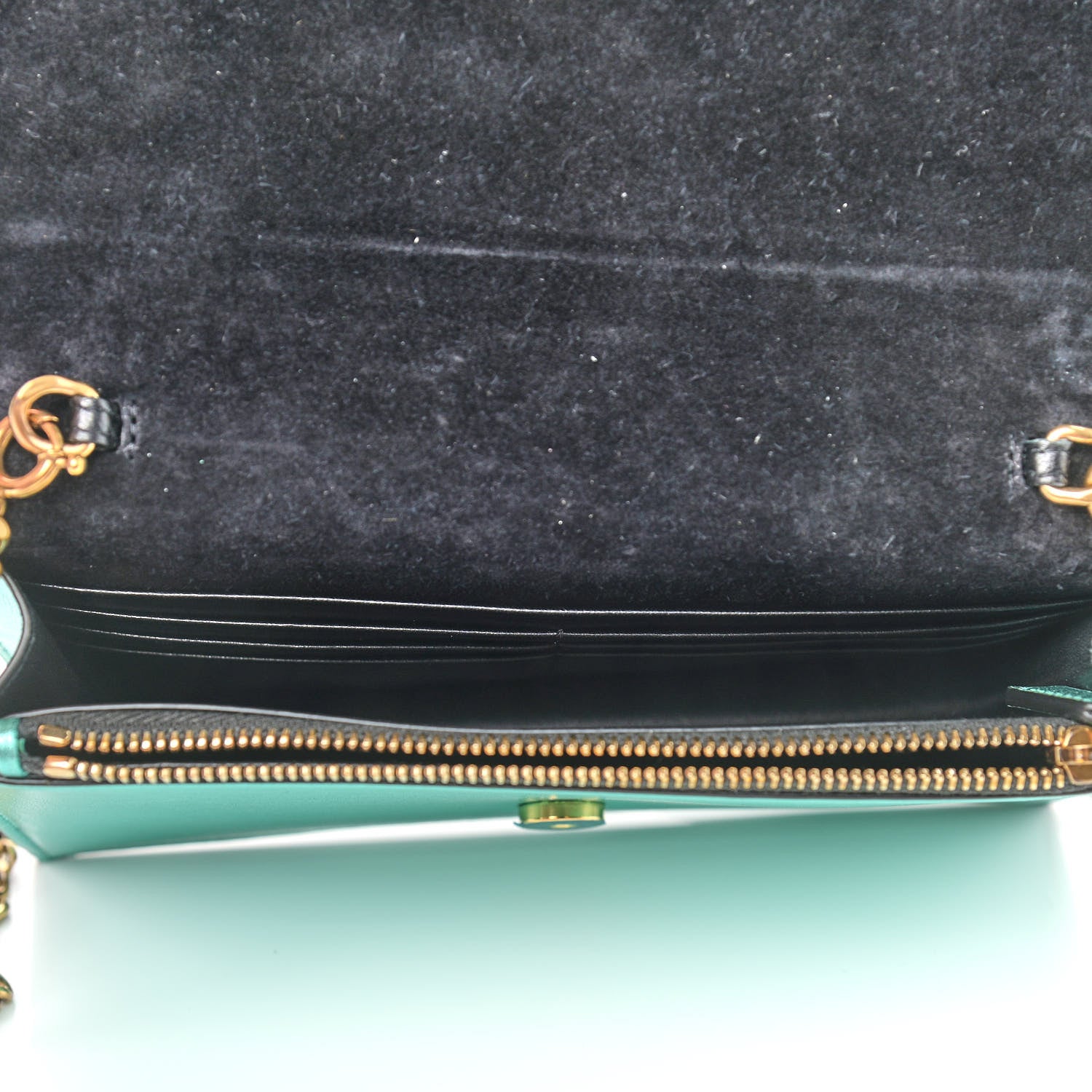 Saint Laurent Laminated Calfskin Classic Monogram Kate Tassel Chain Wallet Green 5 of 10