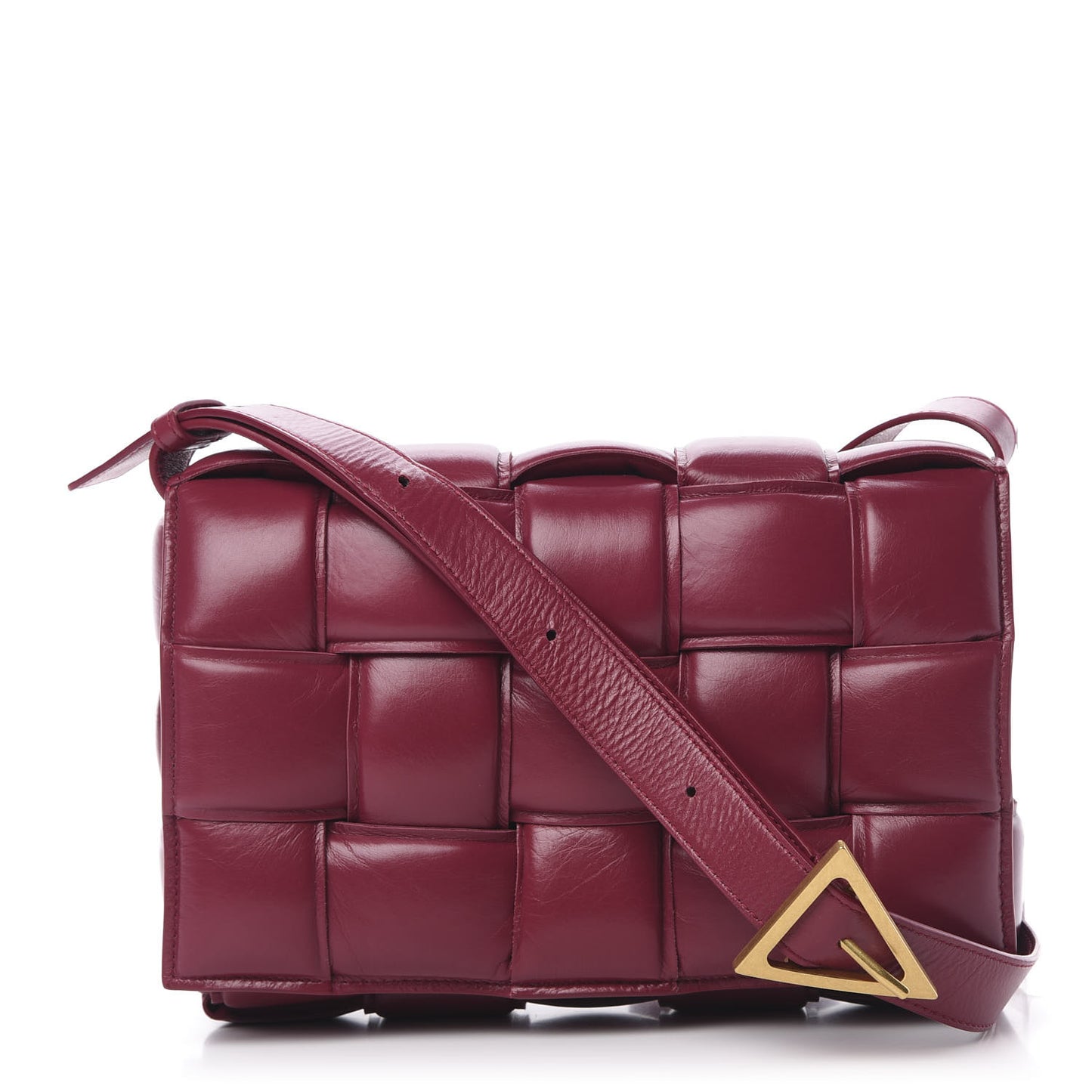 Paper Calfskin Maxi Intreccio Padded Cassette Crossbody Bag Amaranto