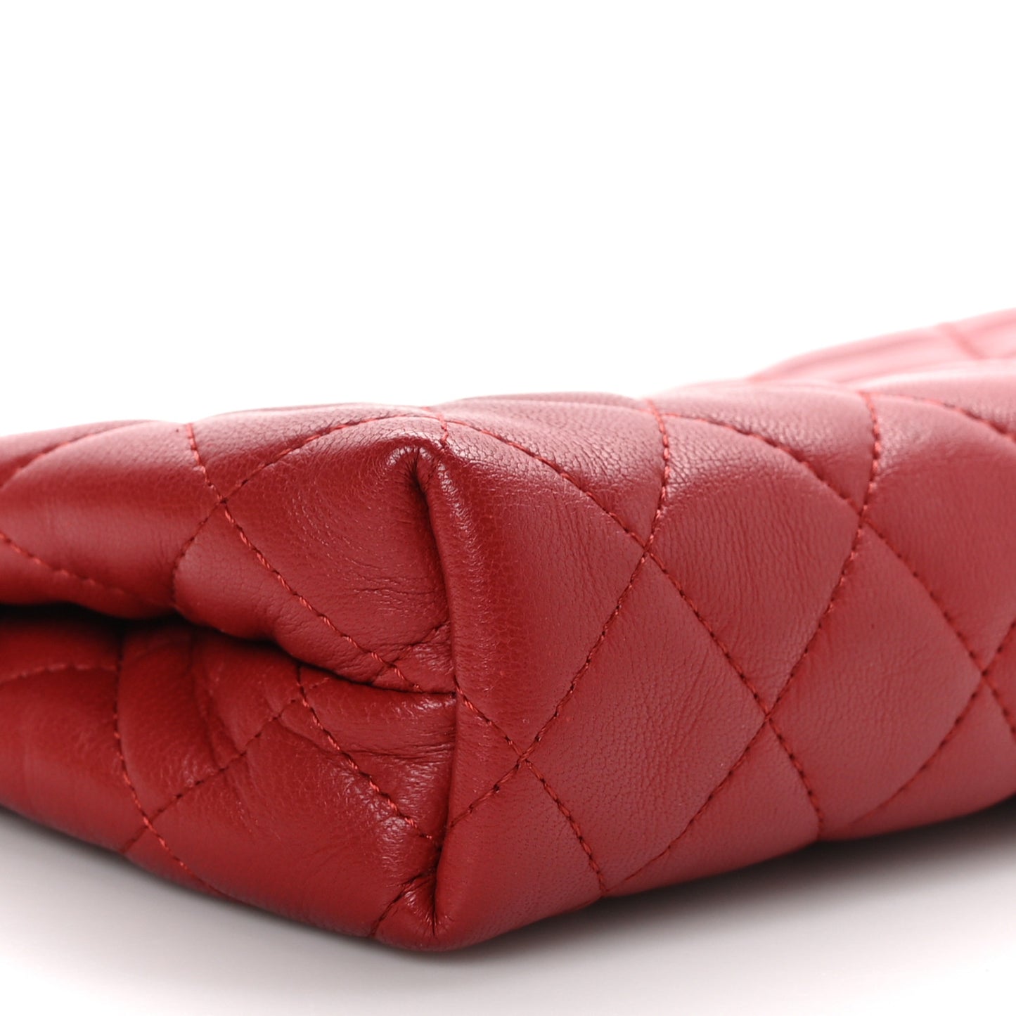 Lambskin Quilted Pouch Cosmetic Case Red
