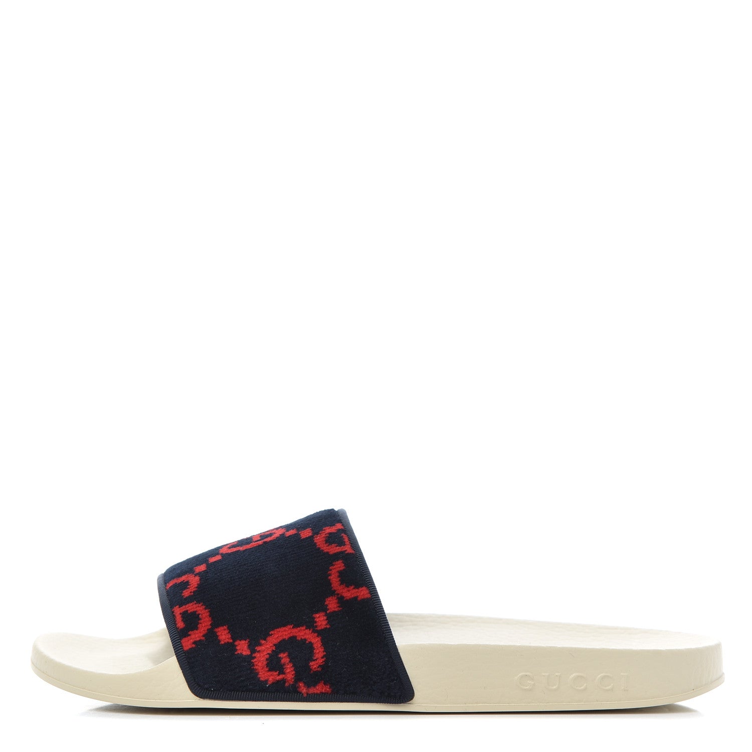 Gucci Terry Cloth GG Monogram Slide Sandals 39 Blue Red 1 of 9