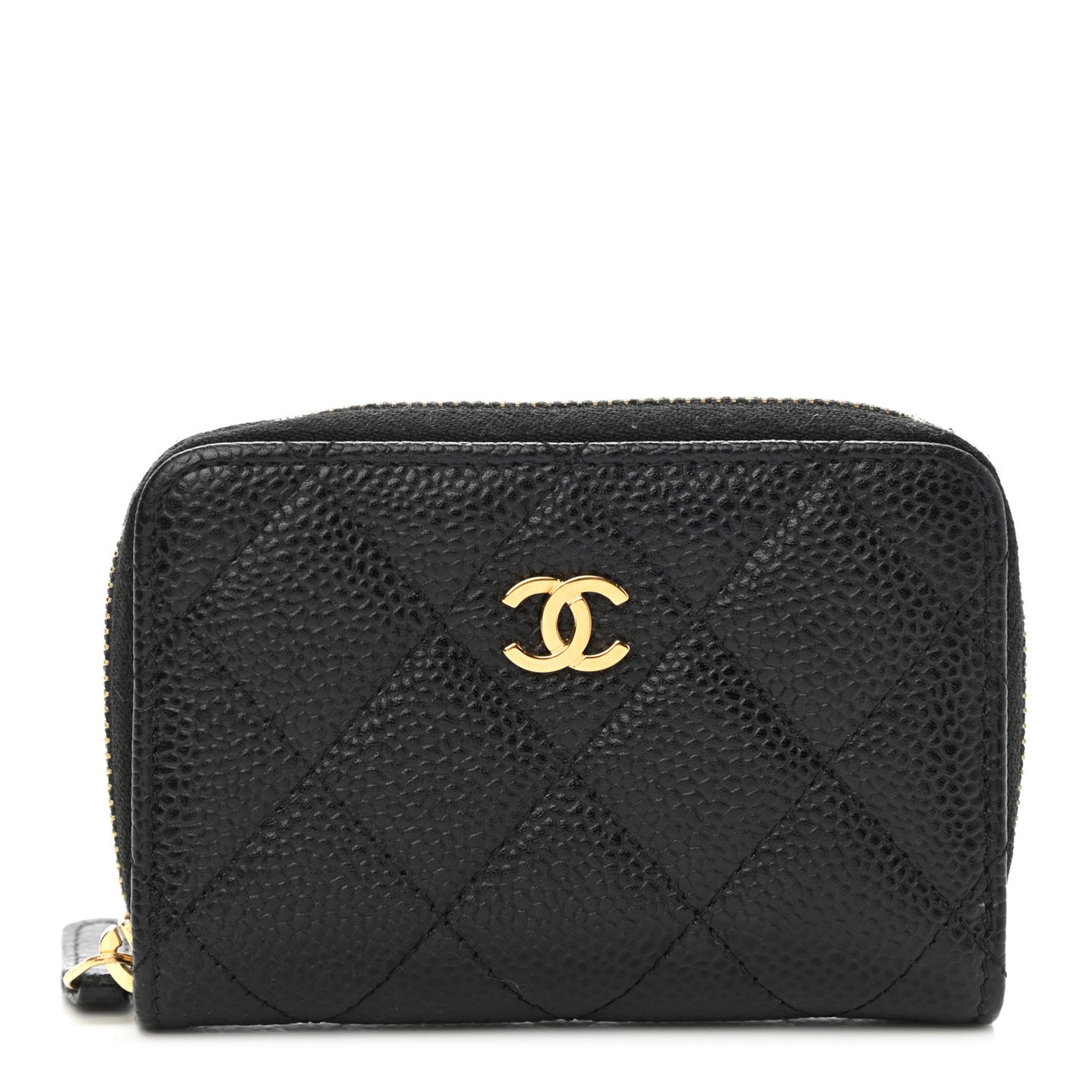 Caviar Quilted Zip Coin Purse Black