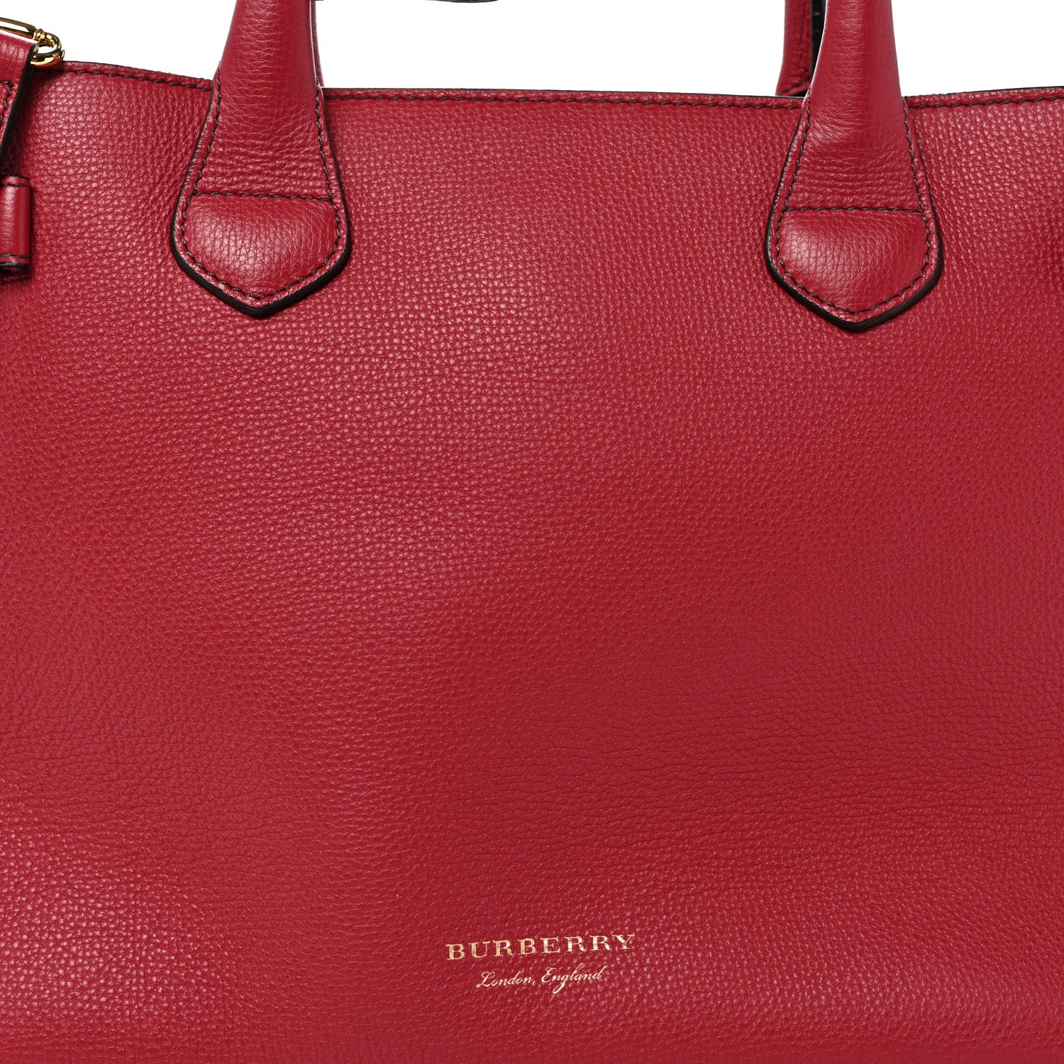 Burberry Grainy Calfskin House Check Medium Banner Tote Red 8 of 10