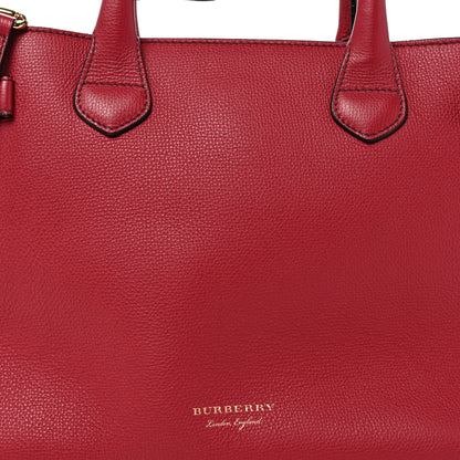 Burberry Grainy Calfskin House Check Medium Banner Tote Red 8 of 10