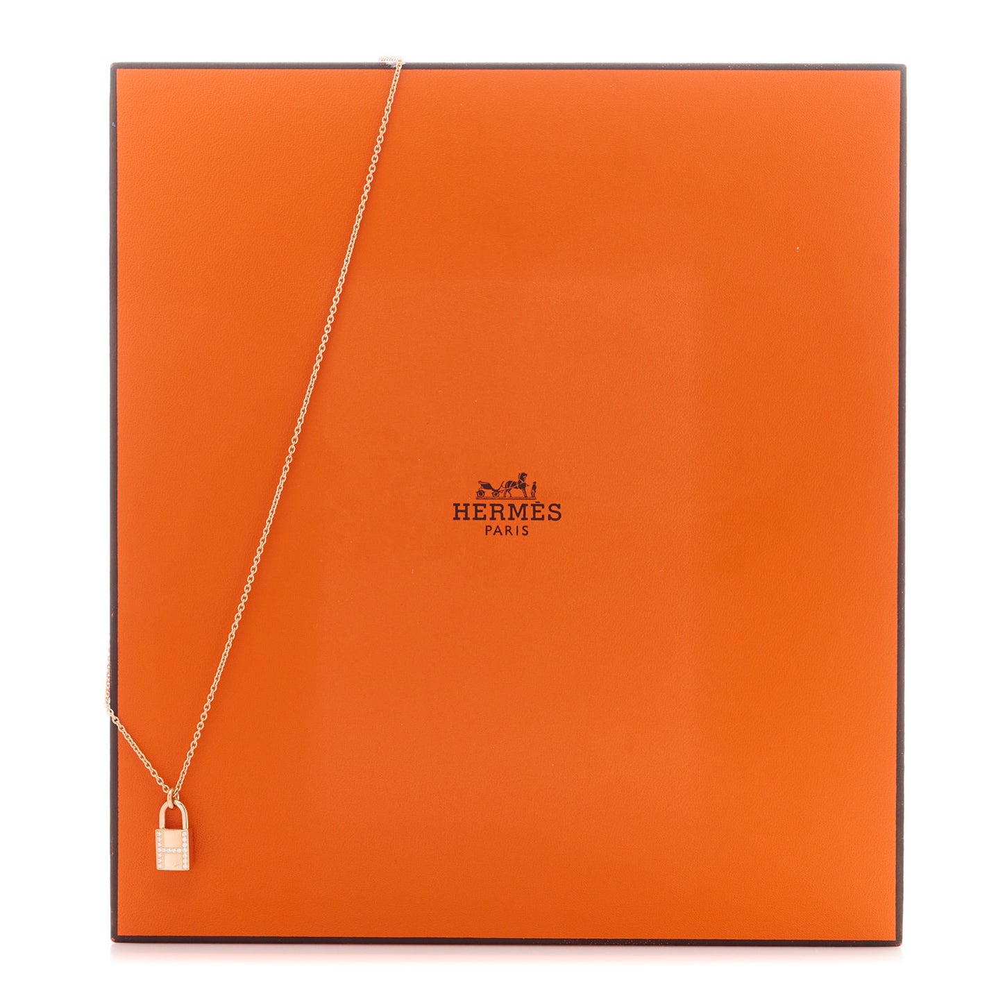 18K Rose Gold Diamond Amulettes Cadenas Pendant Necklace