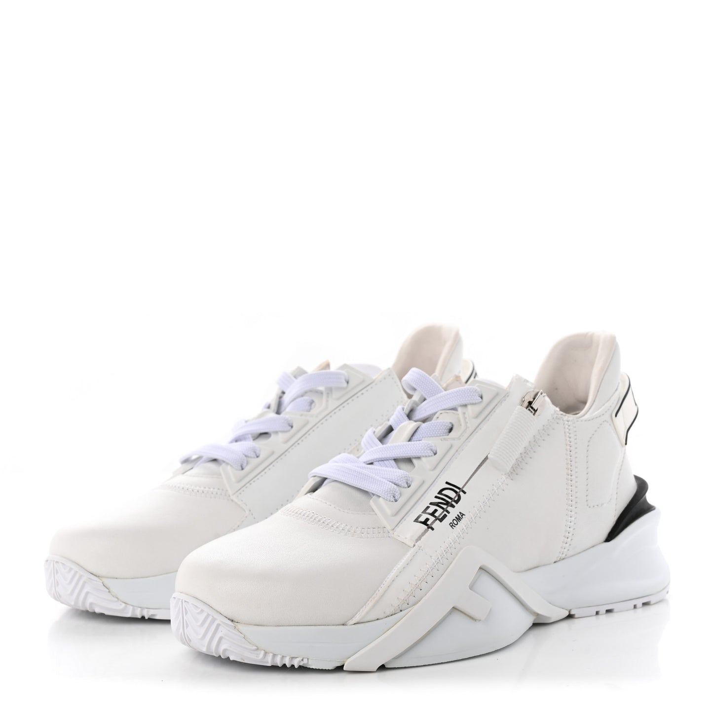 Vitello Womens Fendi Flow Low Top Sneakers 35 Ultra White