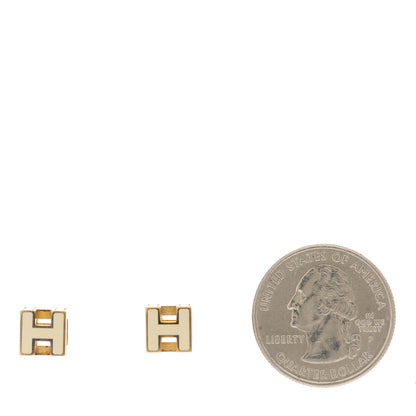 Hermes Gold Lacquered Cage d'H Earrings Ecru 2 of 5