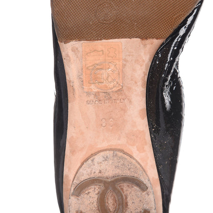 Chanel Patent CC Elastic Cap Toe Ballerina Flats 36 Red Black 8 of 10