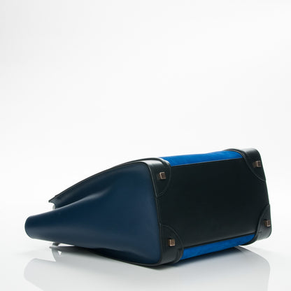 Celine Nubuck Smooth Calfskin Mini Tri-Color Luggage Bright Blue 4 of 7