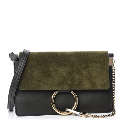 Chloe Suede Calfskin Small Faye Shoulder Bag Deep Forest 1 of 11