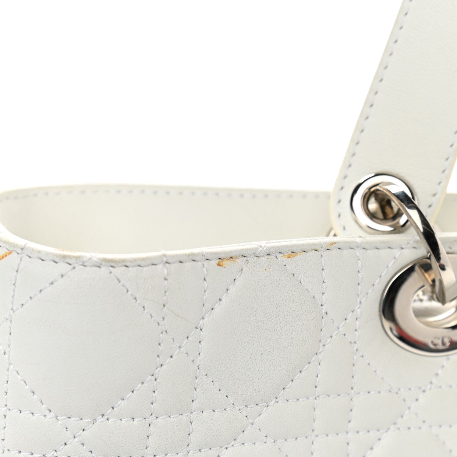 Christian Dior Lambskin Cannage Large Lady Dior Shopper Tote White 11 of 16