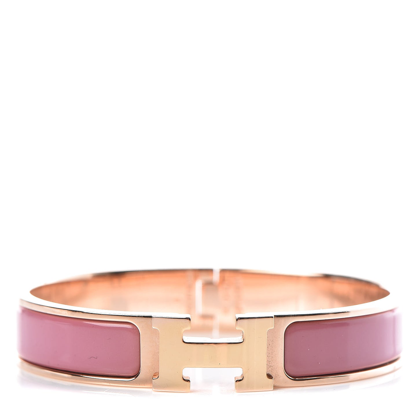 Enamel Narrow Clic Clac H Bracelet GM Rose Velours