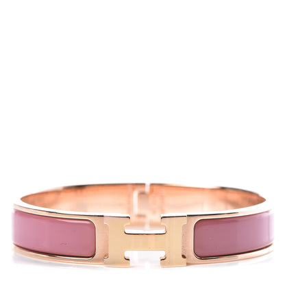 Hermes Enamel Narrow Clic Clac H Bracelet GM Rose Velours 1 of 5