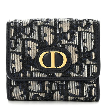 Christian Dior Oblique 30 Montaigne Lotus Wallet Blue 1 of 9