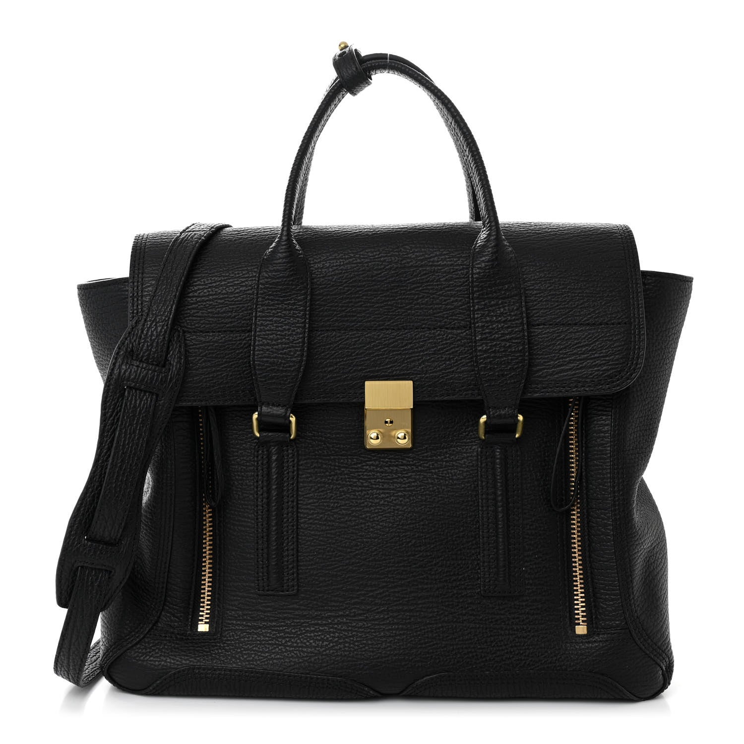 3.1 Phillip Lim Textured Calfskin Medium Pashli Satchel Black 1 of 10