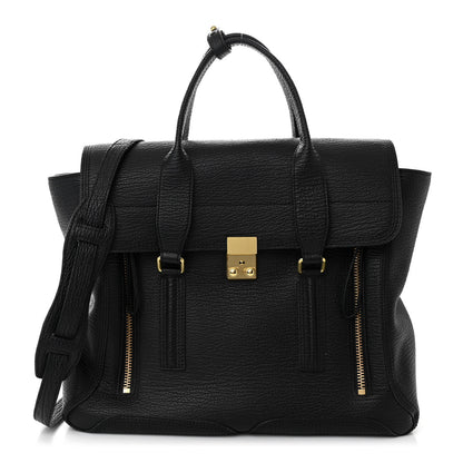 3.1 Phillip Lim Textured Calfskin Medium Pashli Satchel Black 1 of 10