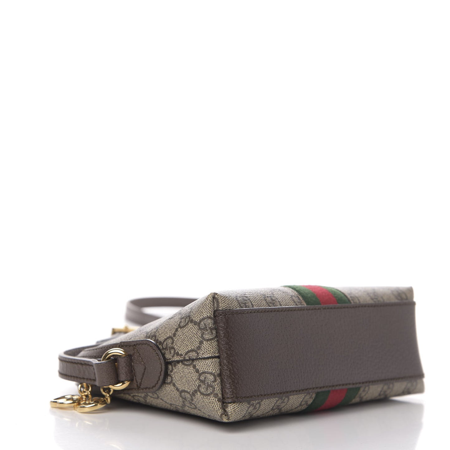 GG Supreme Monogram Textured Dollar Calfskin Web Small Ophidia Dome Shoulder Bag Beige Ebony New Acero