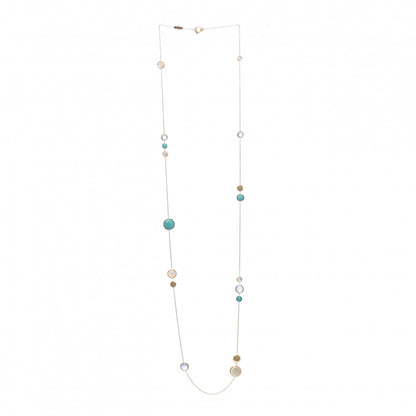 Marco Bicego 18K Yellow Gold Turquoise Mother of Pearl Chalcedony Jaipur Long Station Necklace 3 of 4