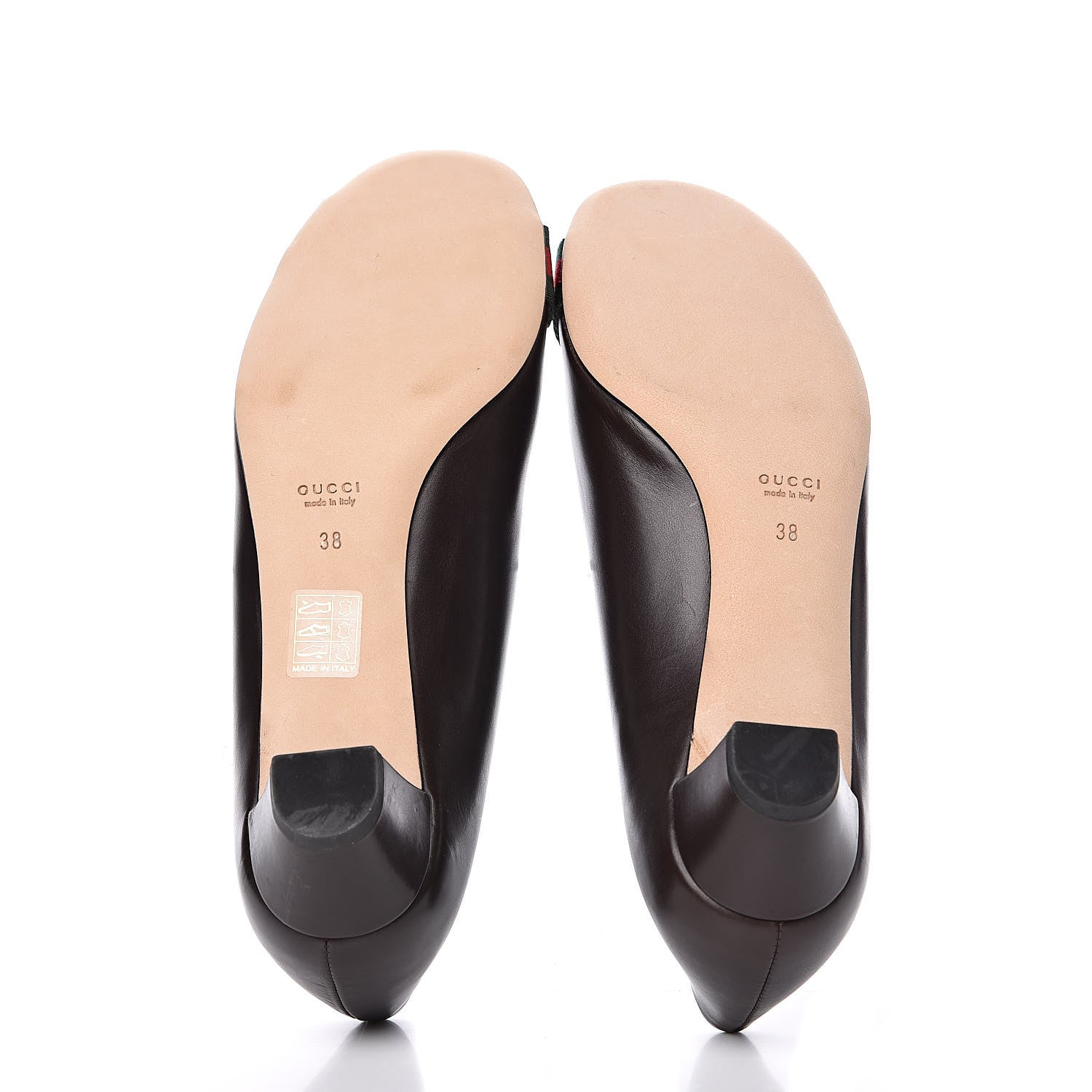 Gucci Calfskin Interlocking GG Web Mid Heel Pumps 38 Dark Cocoa 6 of 10