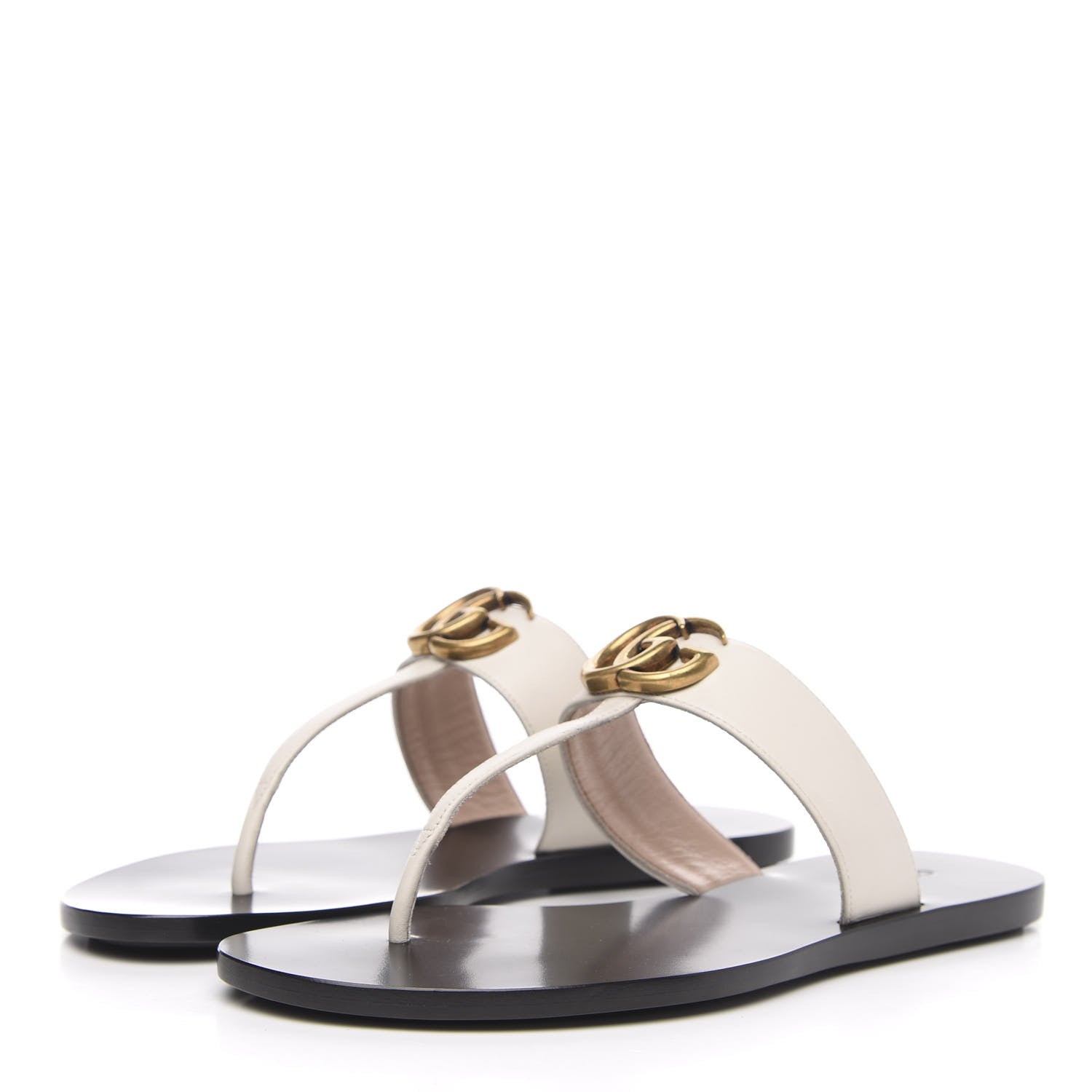 Gucci Calfskin GG Marmont Thong Sandals 36 Mystic White 3 of 8