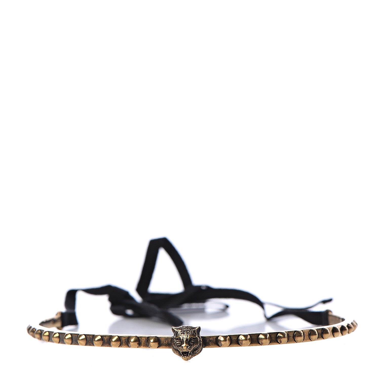 Gucci Metal Tigers Head Choker Necklace Aged Gold 1 of 4