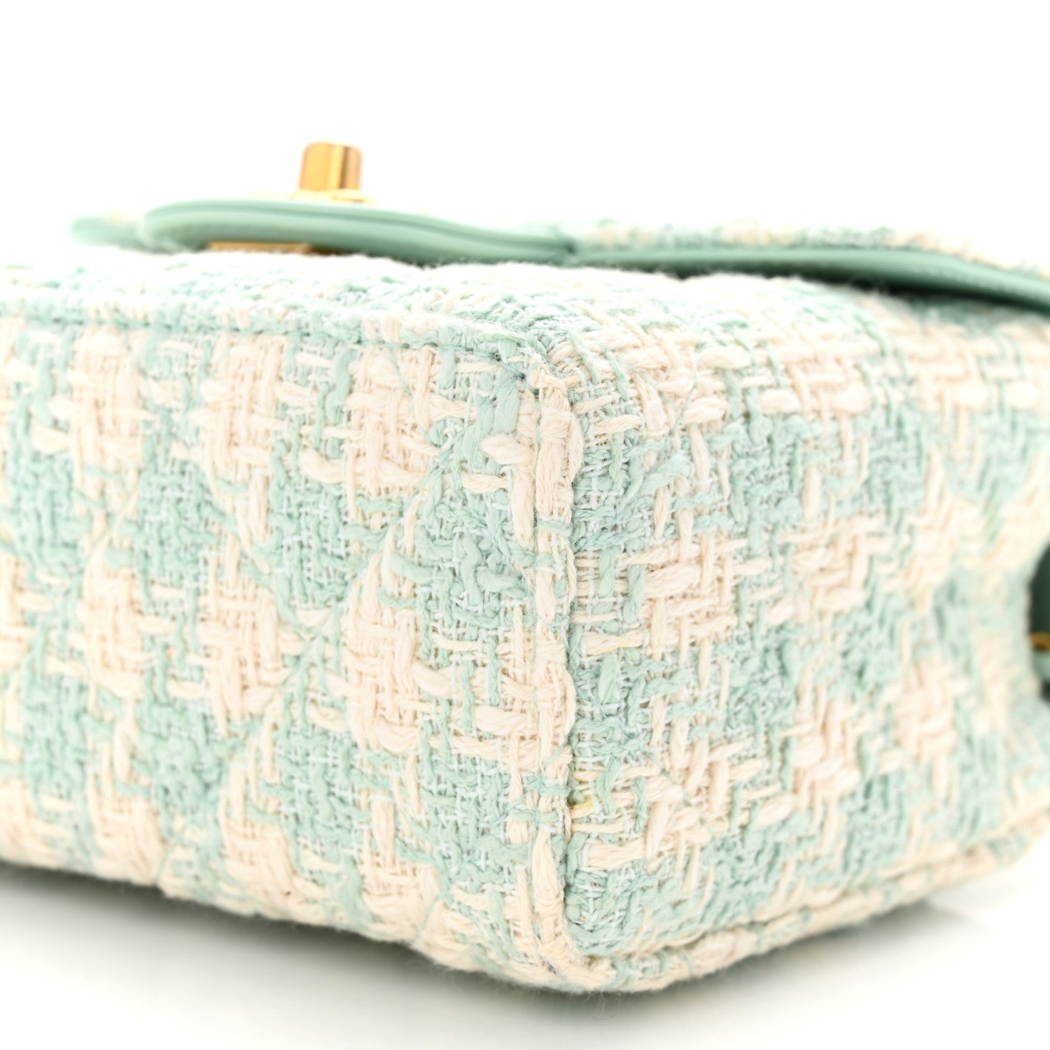 Chanel Tweed Handle Crush Top Handle Flap Bag Light Blue Ecru 10 of 11