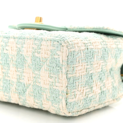 Chanel Tweed Handle Crush Top Handle Flap Bag Light Blue Ecru 10 of 11