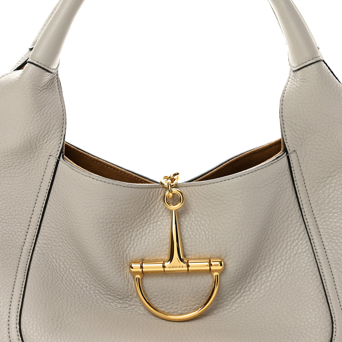 Grained Calfskin Softbit Medium Shoulder Bag Light Grey