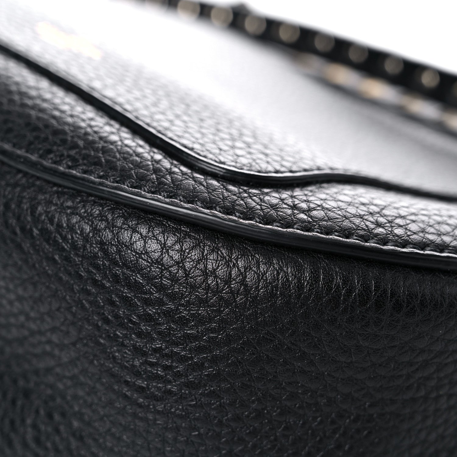Valentino Garavani Grained Calfskin Rockstud Saddle Bag Black 10 of 15