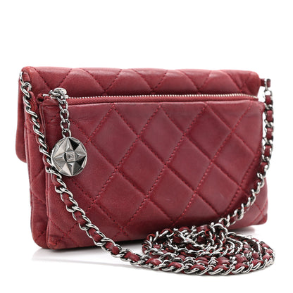 Chanel Lambskin Quilted Mini Mineral Nights Flap Crossbody Bag Dark Red 3 of 11