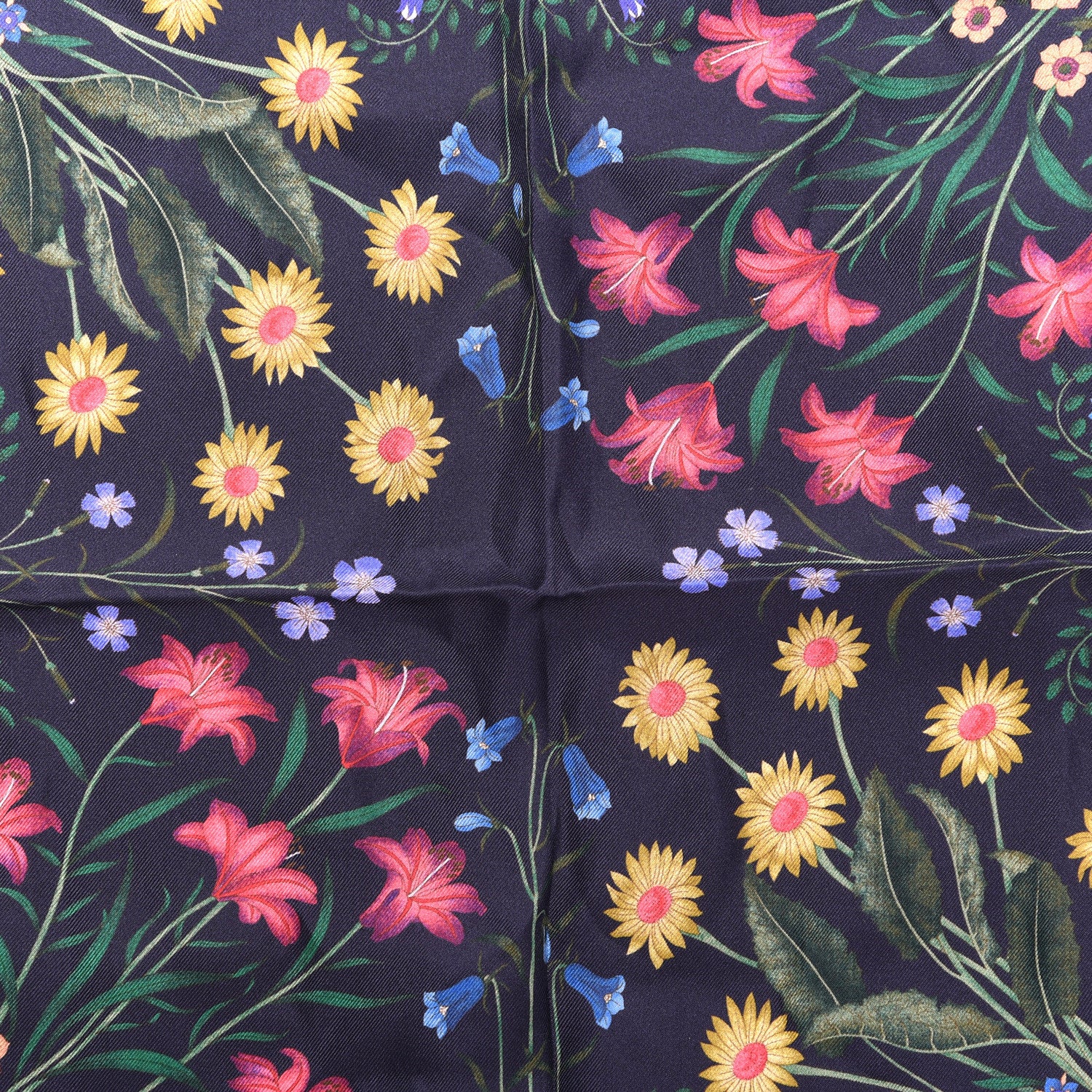 Gucci Silk Twill Nuovoflora Square Handkerchief Midnight Blue Blue 2 of 3