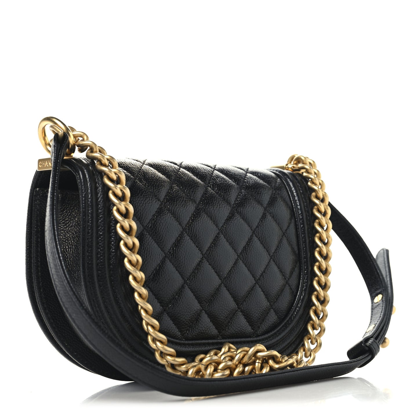 Caviar Quilted Small Boy Messenger Bag Black